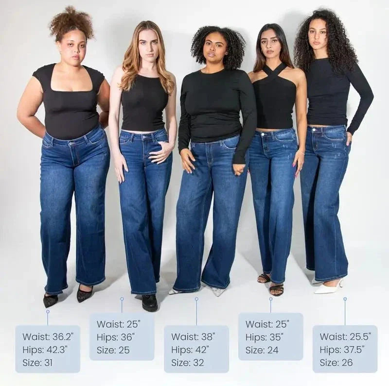Women's hip-lifting stretch wide-leg jeans