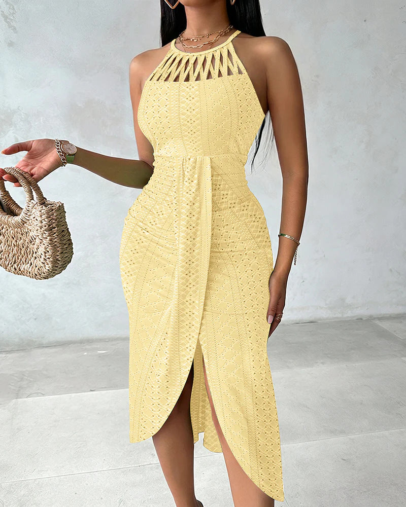 halter neck sleeveless sexy dress
