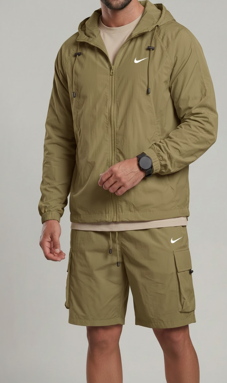 Light Shell Hooded Jacket & Cargo Shorts Co-Ord
