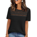 Hollow-out breathable versatile short-sleeved top