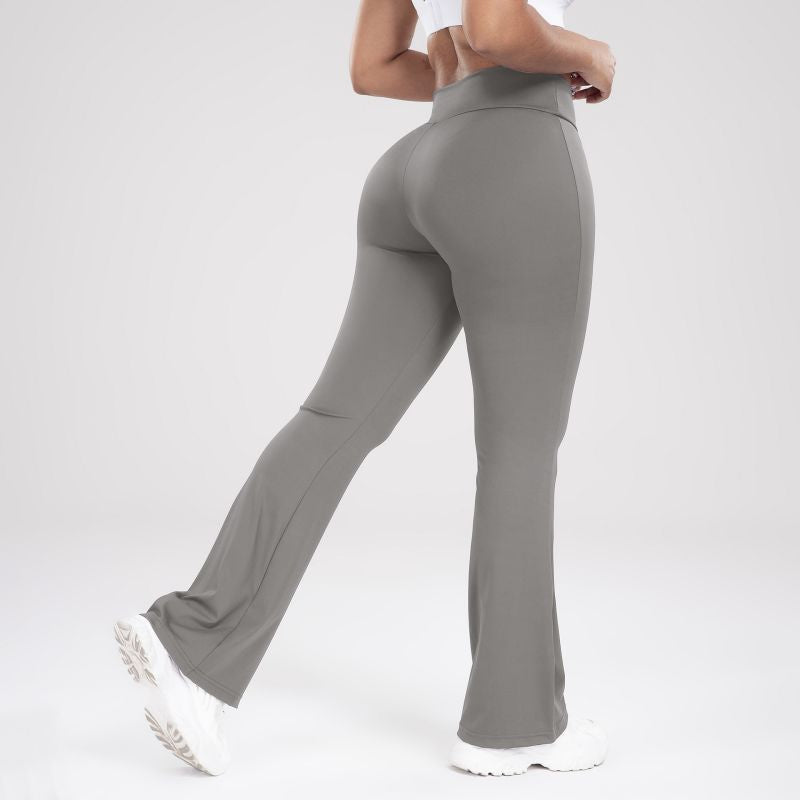 Pantalones acampanados de cintura alta y elásticos para mujer