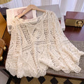 Women's Vintage-Inspired Lace Cover-Up Blouse – Flare Sleeves, Bohemian Beachwear 🌸