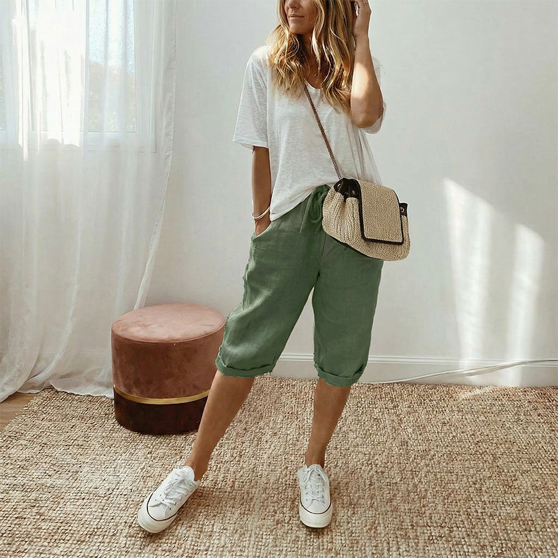 iWomen's Casual Cotton Linen Capris