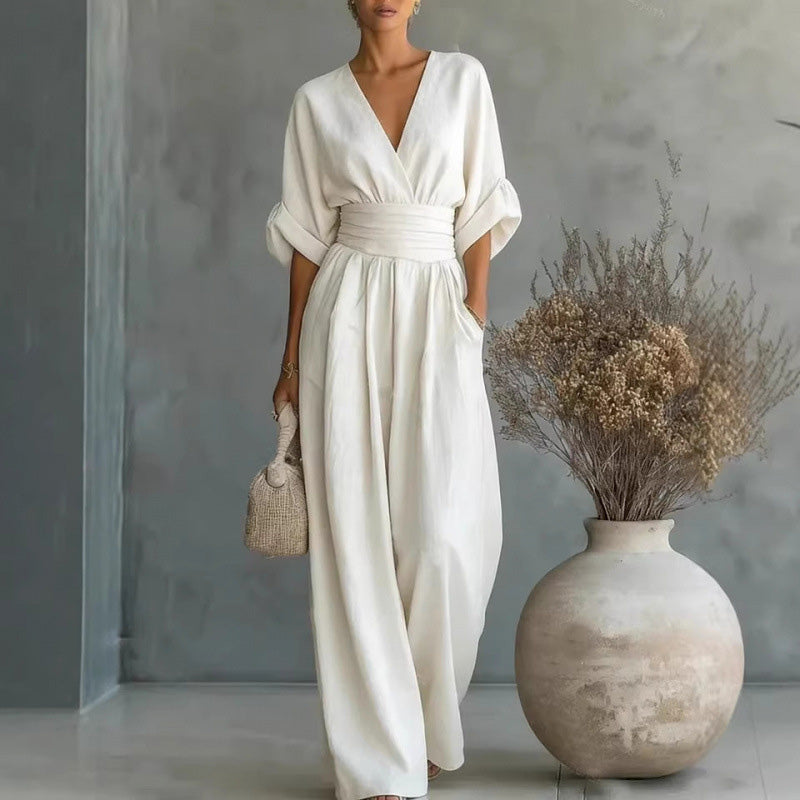 Women's V-neck jumpsuit