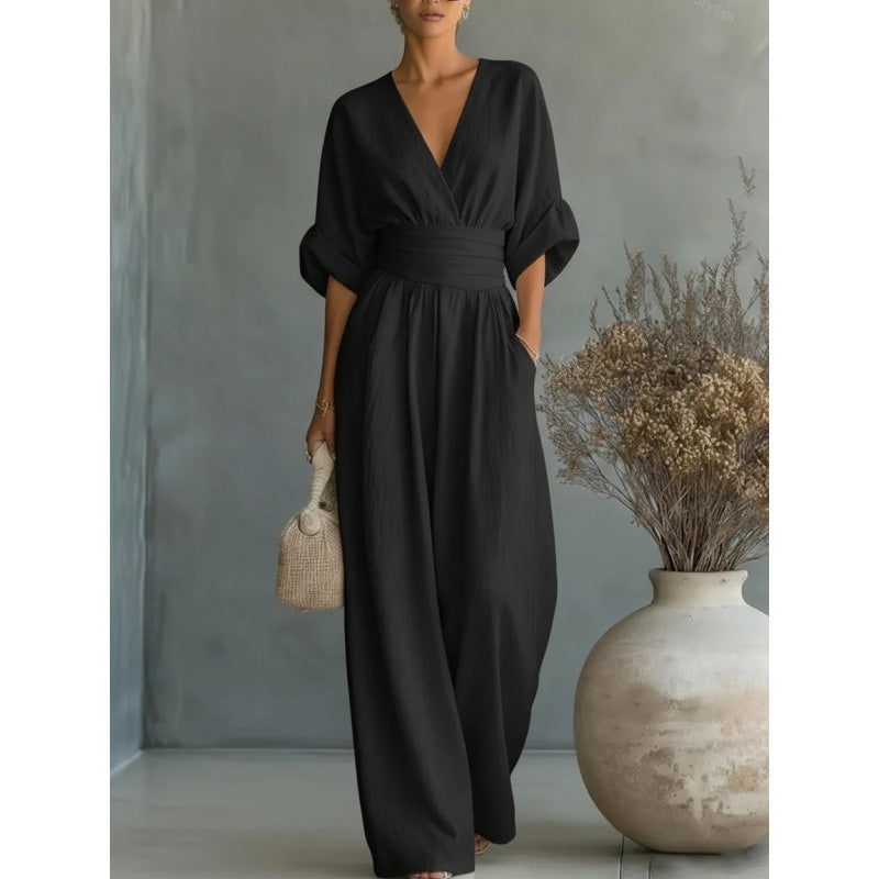 Women's V-neck jumpsuit